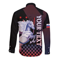 Personalized Slovenia Long Sleeve Button Shirt The Lipizzaner Horse - Wonder Print Shop