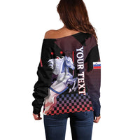 Personalized Slovenia Off Shoulder Sweater The Lipizzaner Horse - Wonder Print Shop