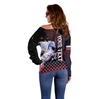 Personalized Slovenia Off Shoulder Sweater The Lipizzaner Horse - Wonder Print Shop