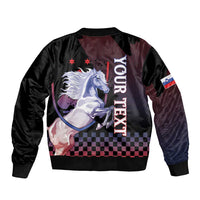 Personalized Slovenia Sleeve Zip Bomber Jacket The Lipizzaner Horse - Wonder Print Shop