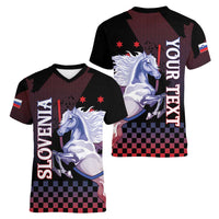 Personalized Slovenia Women V-Neck T-Shirt The Lipizzaner Horse - Wonder Print Shop