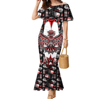 Canada Haida Family Matching Mermaid Dress and Hawaiian Shirt Thunderbird Northwest Coast Indigenous - Wonder Print Shop