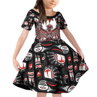 Canada Haida Family Matching Off Shoulder Short Dress and Hawaiian Shirt Thunderbird Northwest Coast Indigenous - Wonder Print Shop