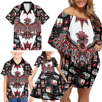 Canada Haida Family Matching Off Shoulder Short Dress and Hawaiian Shirt Thunderbird Northwest Coast Indigenous - Wonder Print Shop