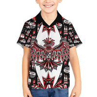 Canada Haida Family Matching Off Shoulder Short Dress and Hawaiian Shirt Thunderbird Northwest Coast Indigenous - Wonder Print Shop
