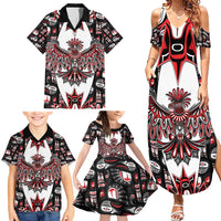 Canada Haida Family Matching Summer Maxi Dress and Hawaiian Shirt Thunderbird Northwest Coast Indigenous - Wonder Print Shop
