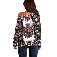 Canada Haida Off Shoulder Sweater Thunderbird Northwest Coast Indigenous - Wonder Print Shop