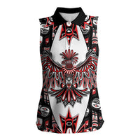 Canada Haida Women Sleeveless Polo Shirt Thunderbird Northwest Coast Indigenous - Wonder Print Shop