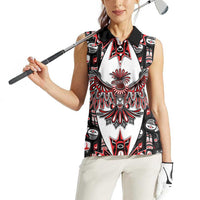 Canada Haida Women Sleeveless Polo Shirt Thunderbird Northwest Coast Indigenous - Wonder Print Shop