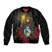 Saint Lucia Bomber Jacket Rose Iron Helmet - Wonder Print Shop