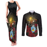 Saint Lucia Couples Matching Tank Maxi Dress and Long Sleeve Button Shirt Rose Iron Helmet - Wonder Print Shop