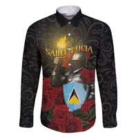Saint Lucia Family Matching Off The Shoulder Long Sleeve Dress and Hawaiian Shirt Rose Iron Helmet - Wonder Print Shop