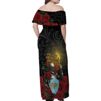 Saint Lucia Family Matching Off Shoulder Maxi Dress and Hawaiian Shirt Rose Iron Helmet - Wonder Print Shop
