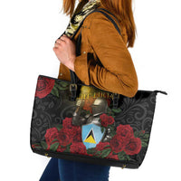 Saint Lucia Leather Tote Bag Rose Iron Helmet - Wonder Print Shop