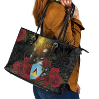 Saint Lucia Leather Tote Bag Rose Iron Helmet - Wonder Print Shop