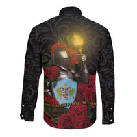 Saint Lucia Long Sleeve Button Shirt Rose Iron Helmet - Wonder Print Shop
