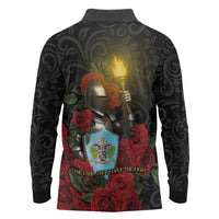Saint Lucia Long Sleeve Polo Shirt Rose Iron Helmet - Wonder Print Shop