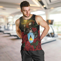 Saint Lucia Men Tank Top Rose Iron Helmet - Wonder Print Shop