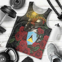 Saint Lucia Men Tank Top Rose Iron Helmet - Wonder Print Shop