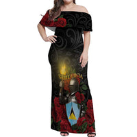 Saint Lucia Off Shoulder Maxi Dress Rose Iron Helmet - Wonder Print Shop