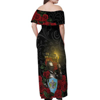 Saint Lucia Off Shoulder Maxi Dress Rose Iron Helmet - Wonder Print Shop