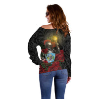 Saint Lucia Off Shoulder Sweater Rose Iron Helmet - Wonder Print Shop