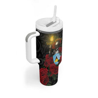 Saint Lucia Tumbler With Handle Rose Iron Helmet - Wonder Print Shop