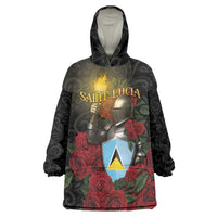 Saint Lucia Wearable Blanket Hoodie Rose Iron Helmet - Wonder Print Shop