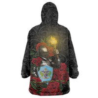 Saint Lucia Wearable Blanket Hoodie Rose Iron Helmet - Wonder Print Shop