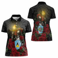 Saint Lucia Women Polo Shirt Rose Iron Helmet - Wonder Print Shop