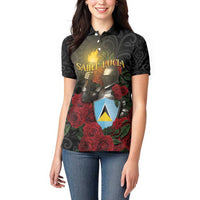 Saint Lucia Women Polo Shirt Rose Iron Helmet - Wonder Print Shop