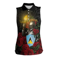 Saint Lucia Women Sleeveless Polo Shirt Rose Iron Helmet - Wonder Print Shop