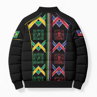 Custom Brazil And Haiti Football Bomber Puffer Jacket Mix Brazilian Haitian Roots