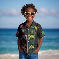 Custom Brazil And Haiti Football Kid Hawaiian Shirt Mix Brazilian Haitian Roots