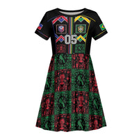 Custom Brazil And Haiti Football Kid Short Sleeve Dress Mix Brazilian Haitian Roots