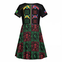 Custom Brazil And Haiti Football Kid Short Sleeve Dress Mix Brazilian Haitian Roots
