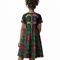 Custom Brazil And Haiti Football Kid Short Sleeve Dress Mix Brazilian Haitian Roots