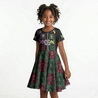 Custom Brazil And Haiti Football Kid Short Sleeve Dress Mix Brazilian Haitian Roots