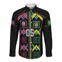 Custom Brazil And Haiti Football Long Sleeve Button Shirt Mix Brazilian Haitian Roots