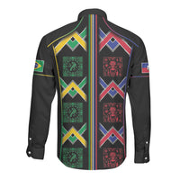 Custom Brazil And Haiti Football Long Sleeve Button Shirt Mix Brazilian Haitian Roots