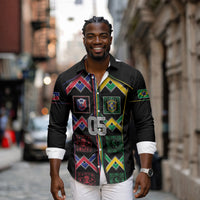 Custom Brazil And Haiti Football Long Sleeve Button Shirt Mix Brazilian Haitian Roots