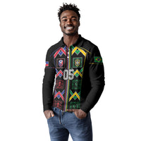 Custom Brazil And Haiti Football Long Sleeve Polo Shirt Mix Brazilian Haitian Roots