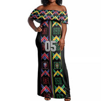 Custom Brazil And Haiti Football Off Shoulder Maxi Dress Mix Brazilian Haitian Roots