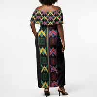 Custom Brazil And Haiti Football Off Shoulder Maxi Dress Mix Brazilian Haitian Roots