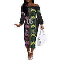 Custom Brazil And Haiti Football Off The Shoulder Long Sleeve Dress Mix Brazilian Haitian Roots