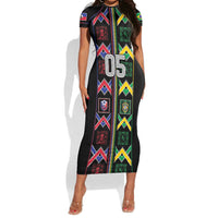 Custom Brazil And Haiti Football Short Sleeve Bodycon Dress Mix Brazilian Haitian Roots