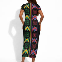 Custom Brazil And Haiti Football Short Sleeve Bodycon Dress Mix Brazilian Haitian Roots