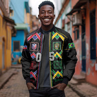 Custom Brazil And Haiti Football Sleeve Zip Bomber Jacket Mix Brazilian Haitian Roots