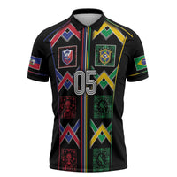 Custom Brazil And Haiti Football Zipper Polo Shirt Mix Brazilian Haitian Roots