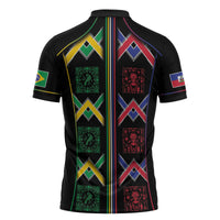 Custom Brazil And Haiti Football Zipper Polo Shirt Mix Brazilian Haitian Roots